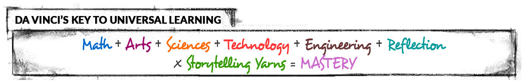 Da Vinci's key to universal learning: Math + Arts + Science + Technology + Engineering + Reflection + Storytelling Yarns = Mastery