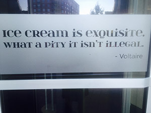 Ice cream is exquisite. What a pity it isn't illegal.